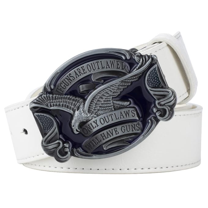 Heeft Wapens Amerikaanse Adelaar Gesp Mode Lederen Riem Reliëf voor Mannen Cowboy 130cm gray