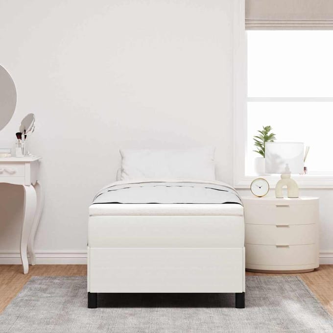 vidaXL - Boxspring - bed - Crèmekleurig - 100 - x - 200 - cm - Corduroy - stof