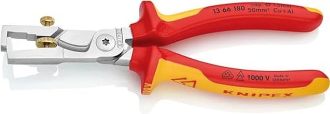 Stripping Pliers with Cable Cutter - Chrome-Plated Insulated - 180 mm - VDE Tested