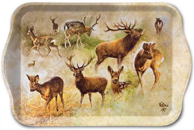 Ambiente -Decoratief Dienblaadje - Collage of deers