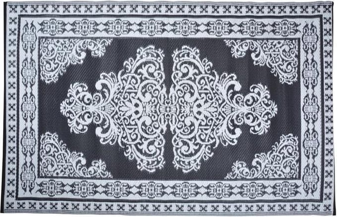 Tapijt - Tuintapijt - Perzisch - zwart/wit - 186x120cm