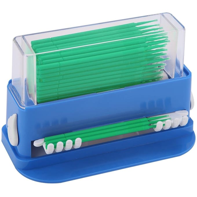Tandheelkundige Wegwerp Micro Applicator Tip Buigbare Stokjes Borstel Dispenser met Doos (Groen) blue