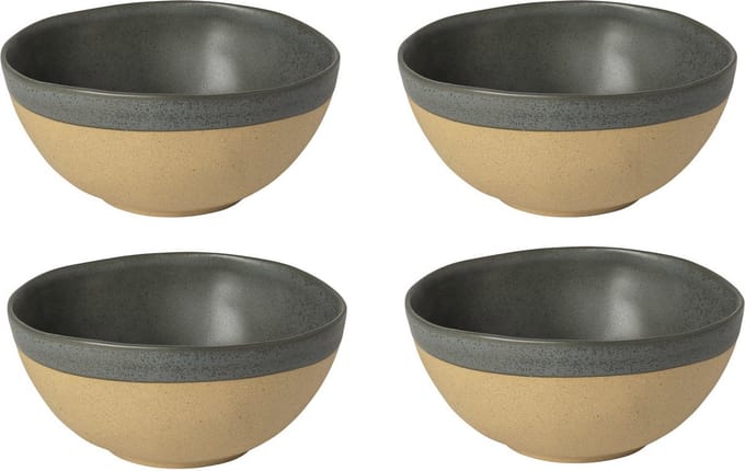 Costa Nova aardewerk kom 16 cm Arenito houtskool grijs set van 4