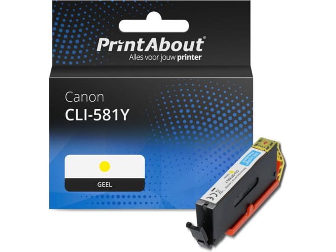 PrintAbout huismerk Inktcartridge CLI-581Y Geel Geschikt voor Canon