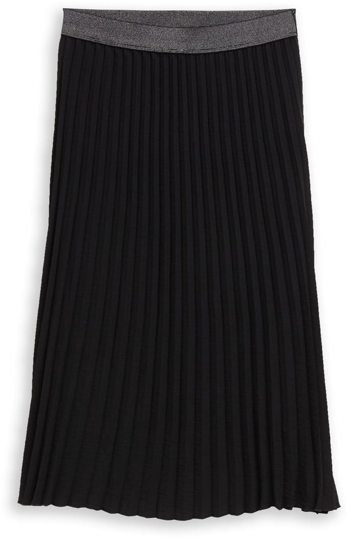 Tom Tailor - Plissé midi-rok met glitterdetail - Maat 36 - deep black