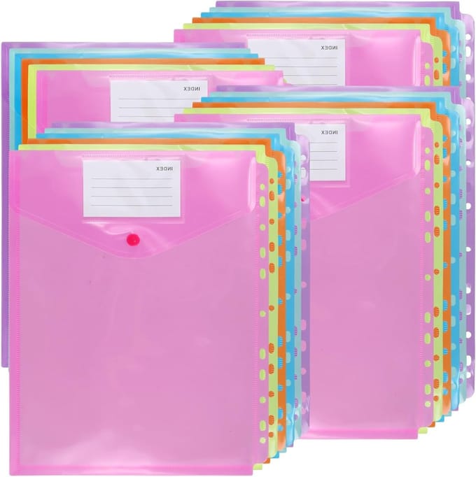 Documentenmap met 24 Compartimenten voor A4 Papier, Plastic Organisator voor Kantoor en Thuisgebruik