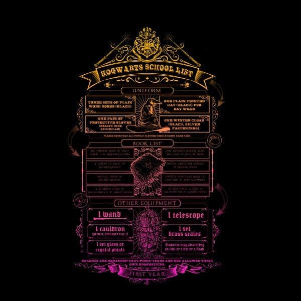 Harry Potter School List dames t-shirt - Zwart - M