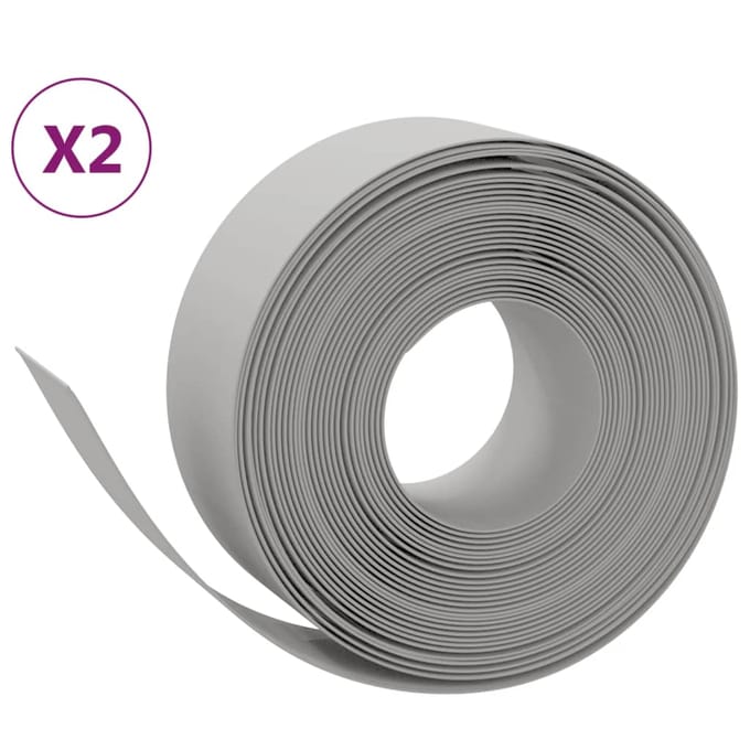 vidaXL - Tuinranden - 2 - st - 10 - m - 20 - cm - polyetheen - grijs