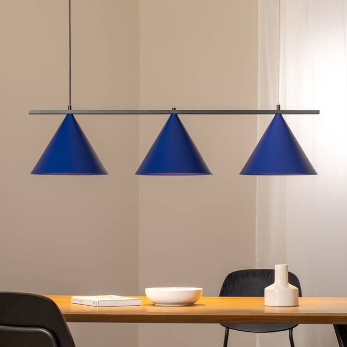Eko-Light Kapitale hanglamp, blauw, 3-lamps, Ø 32 cm, GX53