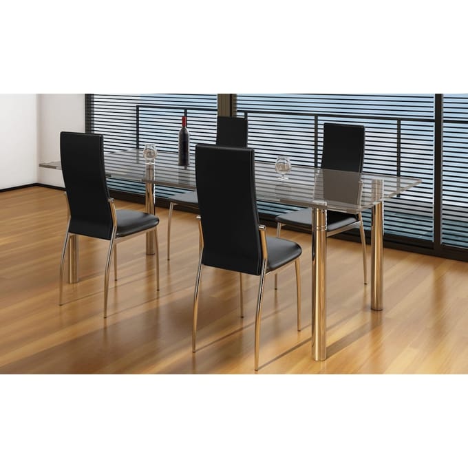 vidaXL - Eetkamerstoelen - 4 - st - kunstleer - zwart