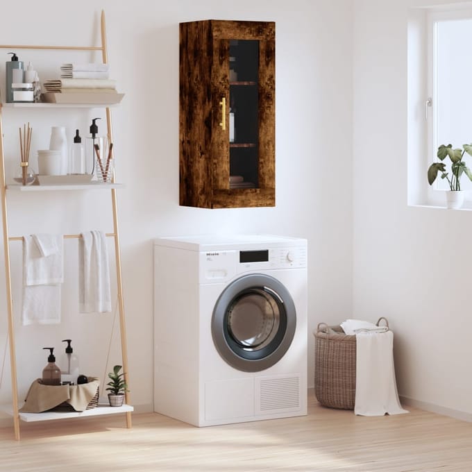 vidaXL - Bovenkast - 34,5x34x90 - cm - gerookt - eikenkleurig