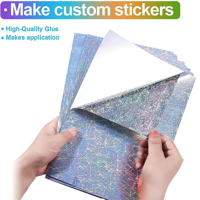 20 Feuilles Papier Autocollant Holographique Imprimable Imperméable Séchage Rapide A4 Papier Auto-Adhésif pour gray