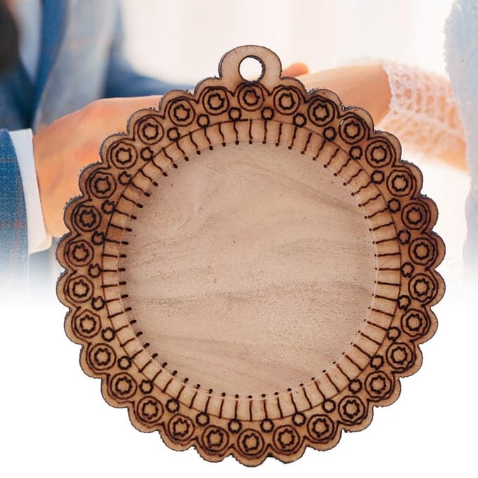 5PCS koord blank houten hanger ketting basis lade sleutelhanger ronde cabochon instelling beige