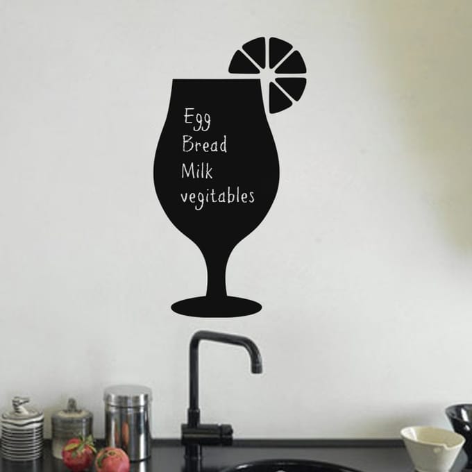 Schoolbordsticker - uitwisbare zelfklevende muurstickers - COCKTAIL DESIGN - 75x40cm