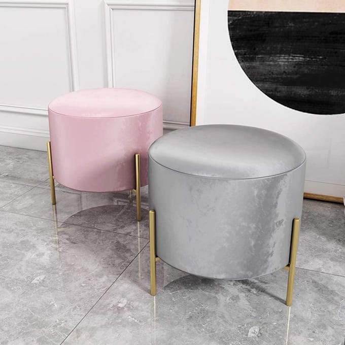 Gestoffeerde Poef - Voetenbank Zetel - Make-up Zitten - Antislip Mat - Goud