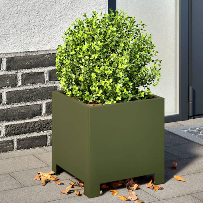 vidaXL - Plantenbakken - 2 - st - 30x30x30 - cm - staal - olijfgroen