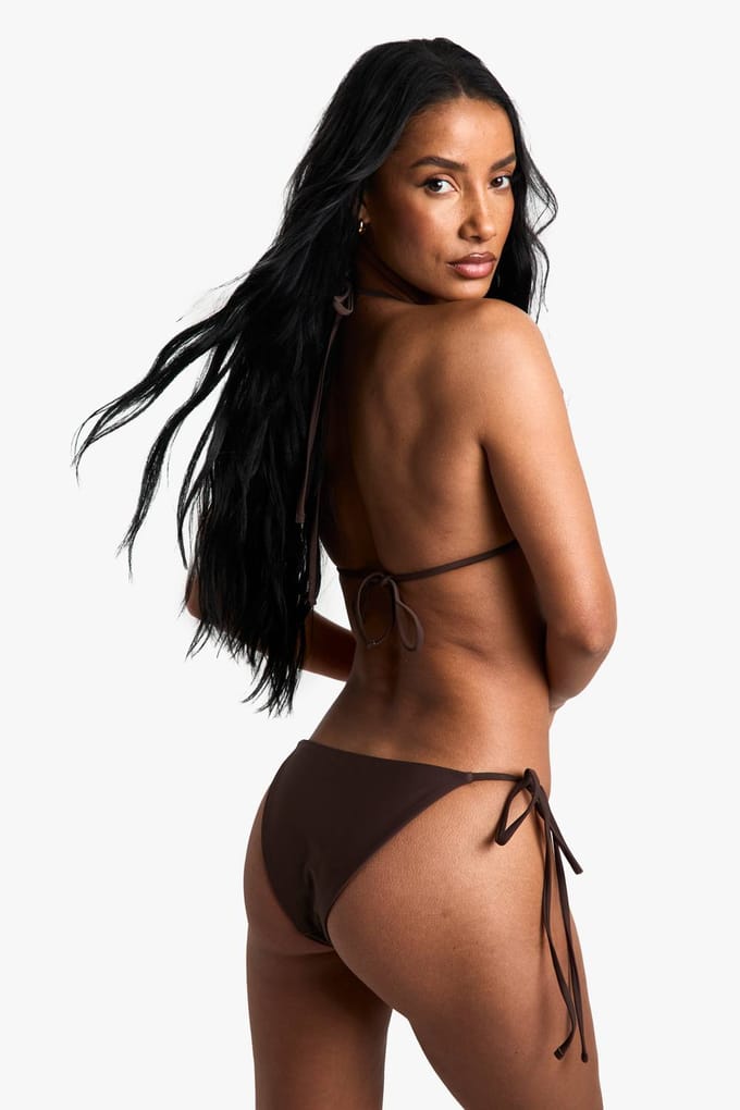 boohoo Dames Petite Swimwear Essentials Tie Side Brief | Chocoladebruin | Maat: 44
