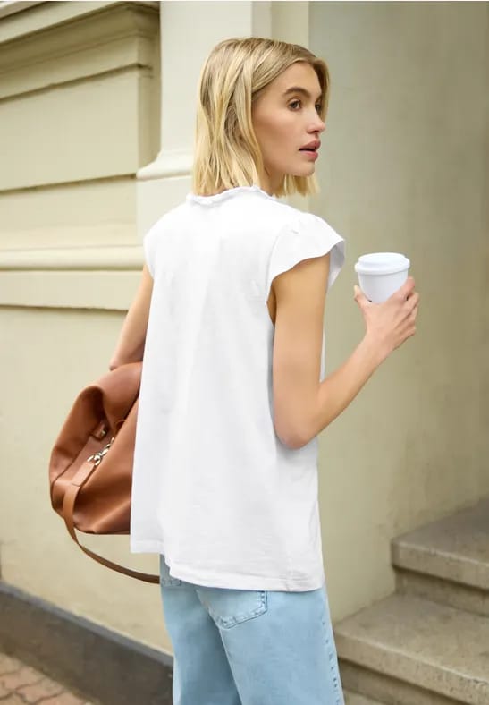 Shirt met losse schouders en gespleten hals