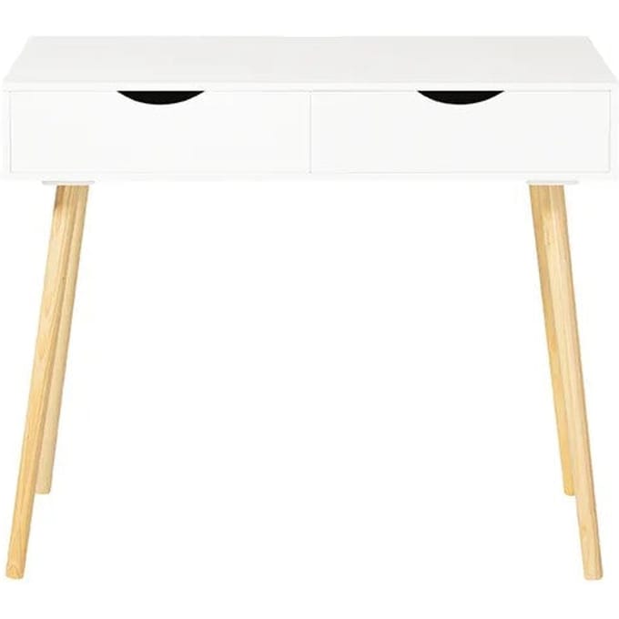 SoBuy FWT40-WN Bureau - Wit Houten Compositie met 2 Laden