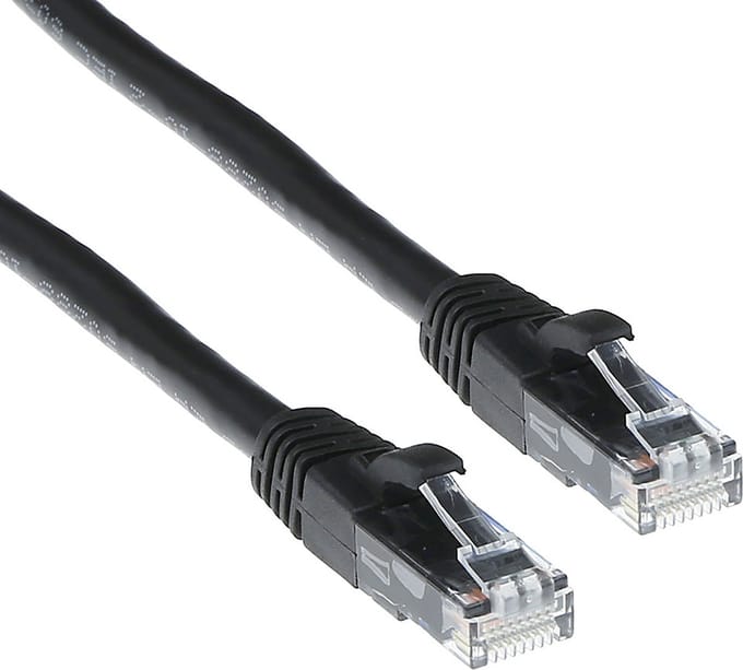 ACT Zwarte 15 meter U/UTP CAT6A patchkabel snagless met RJ45 connectoren IB2915