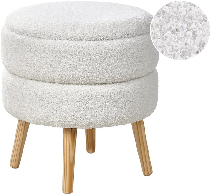 OKATON - Hocker met opbergruimte - Wit - Bouclé