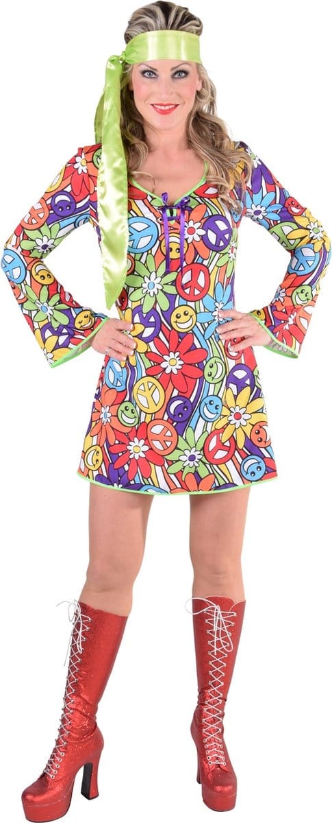 Magic Design Verkleedjurk 70's Hippie Dames Polyester Maat Xl