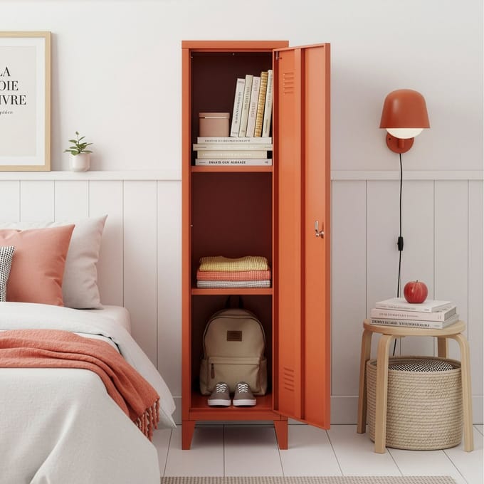 Lockerkast Kurikka metaal 137x38x38 cm baksteenrood [en.casa]
