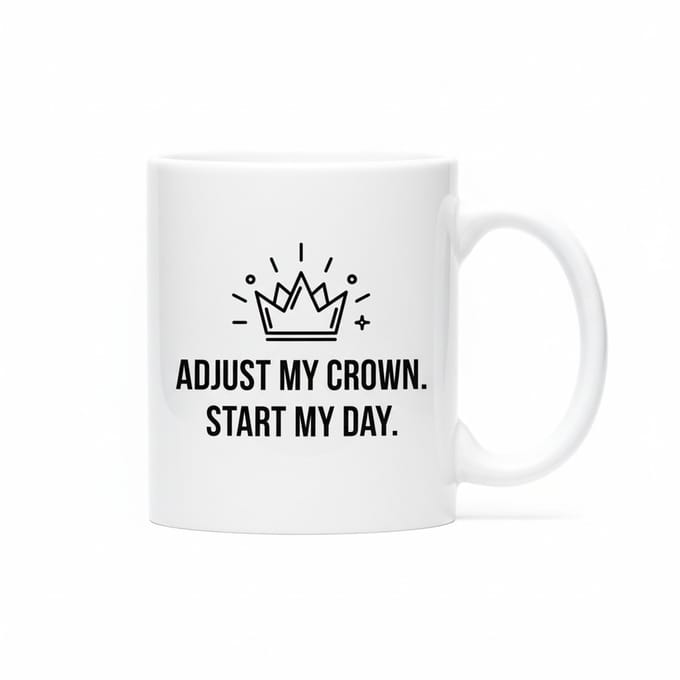 Adjust My Crown, Start Mijn Dag – Motiverende Quote Koffiemok 330 ml