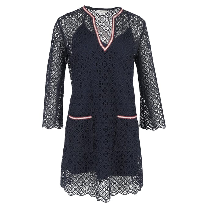 Sandro Paris kanten minijurk in marineblauw polyester