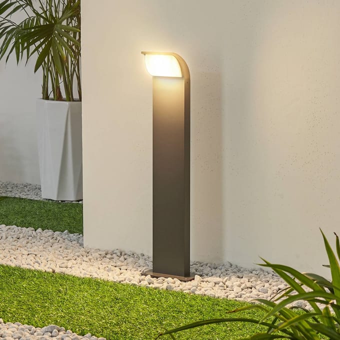 Lucande - LED buitenlamp - 1licht - Aluminium, polycarbonaat - H: 60 cm - antraciet, wit - Inclusief lichtbron