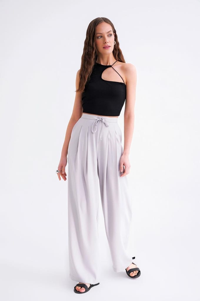 Hoge Taille Plissé Palazzo Broek
