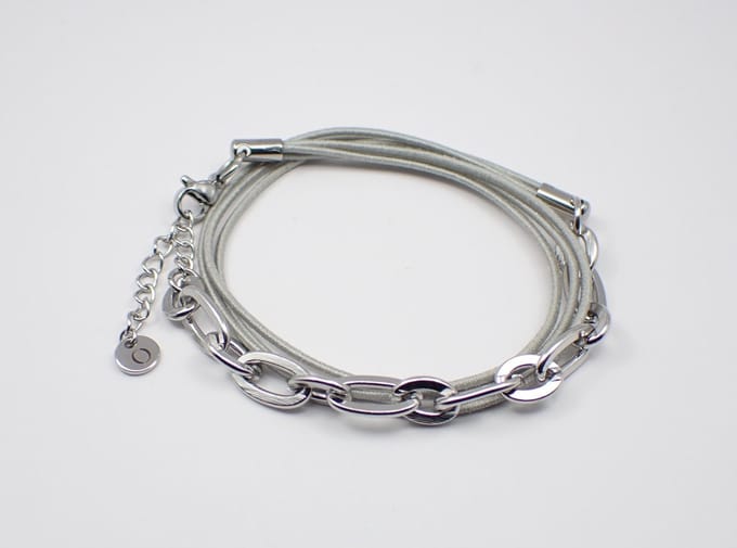 Colure® wikkelarmband jasseron robuust ovaal gecombineerd grijs