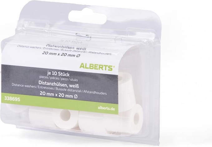 Kunststof Afstandshulzen Wit 20x20 mm Set van 10 Stuks