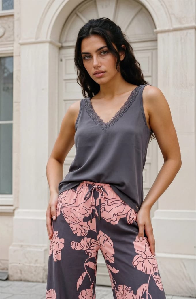 MI PIACE - Travel Top Kant Uni 2129 Dark Grey - Maat : M