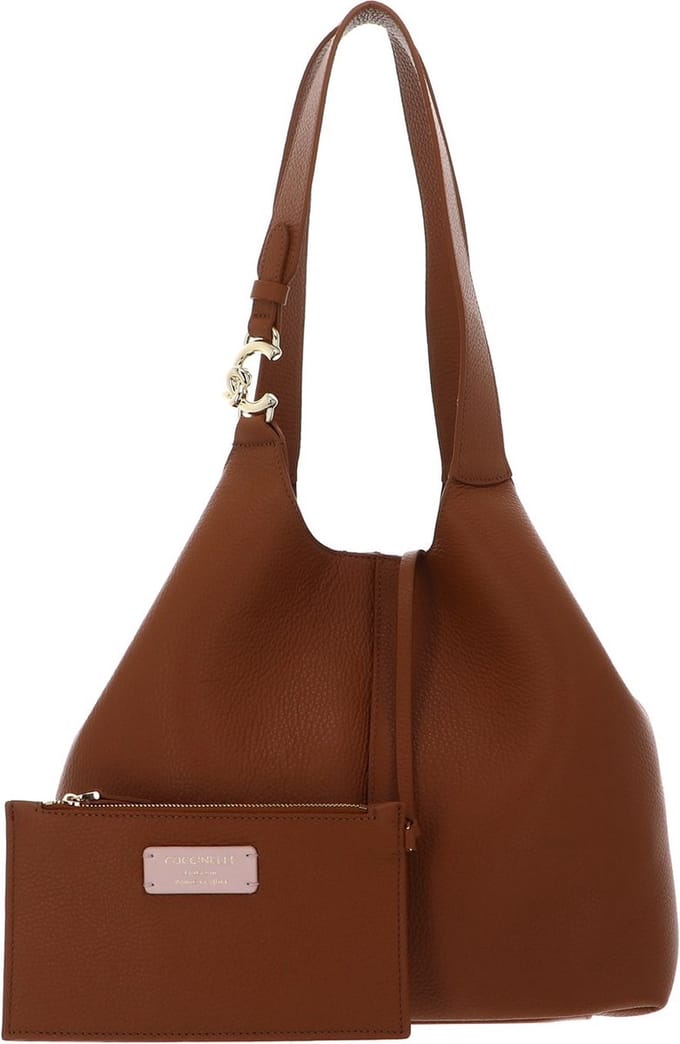 COCCINELLE Leren schoudertas C-Easy Shopper Cuir Lichtbruin