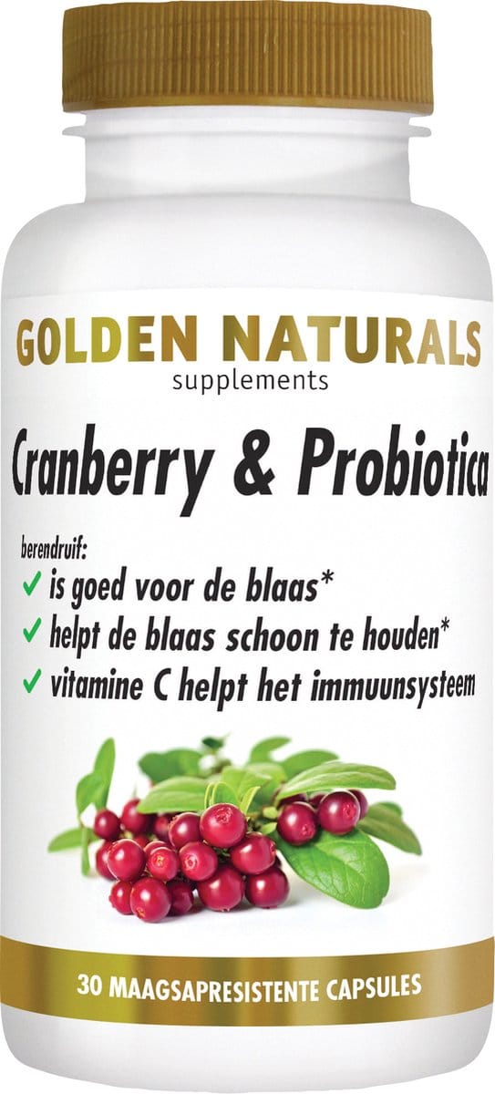 Golden Naturals Cranberry & Microbiotica (30 veganistische maagsapresistente capsules)