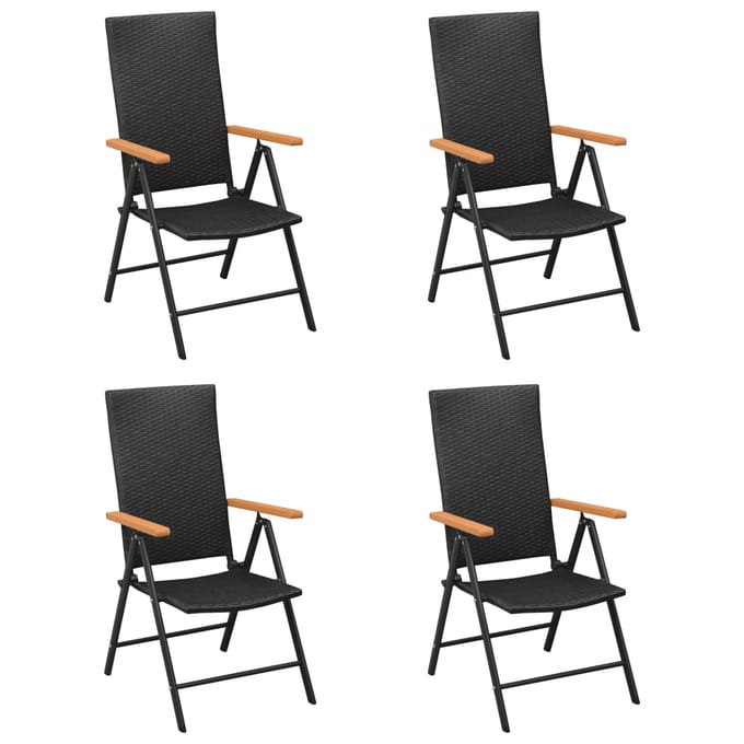 vidaXL - Opklapbare - stoelen, - 4 - stuks, - van - polyrotan, - zwart.