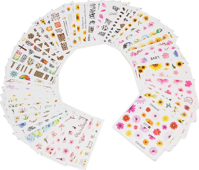 48 Stuks Nagelstickers – Vrolijke Bloemen