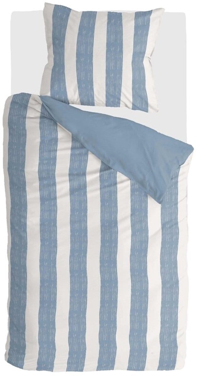Byrklund Dekbedovertrek Ocean Stripes - 140x220 - 100% Polyester - Wit / Blauw