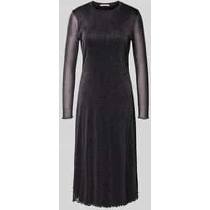 Tom Tailor Denim - Midi-jurk van mesh met glittereffect - Maat S - black with silver