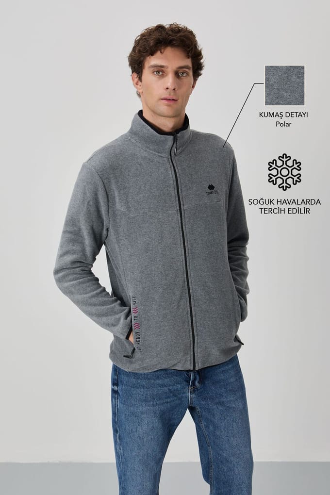 Heren Plush Rits-Voorkant Sweatshirt
