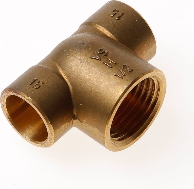 Bonfix soldeer t-stuk - 15 x 1/2 x 15 mm binnendraad messing
