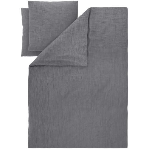 LIVARNO Mousseline dekbedovertrek 200 x 200 cm (Donkergrijs)