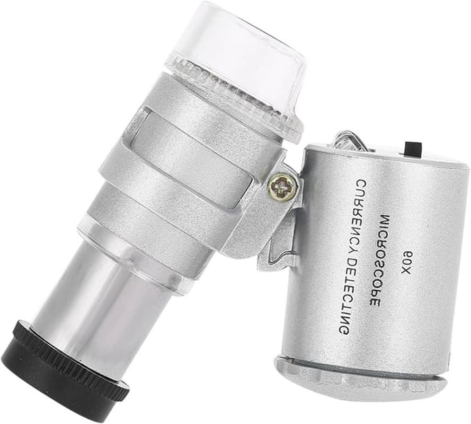 Mini Microscoop 60x met LED UV Licht, Pocket Vergrootglas voor Sieraden, Diamanten en Munten