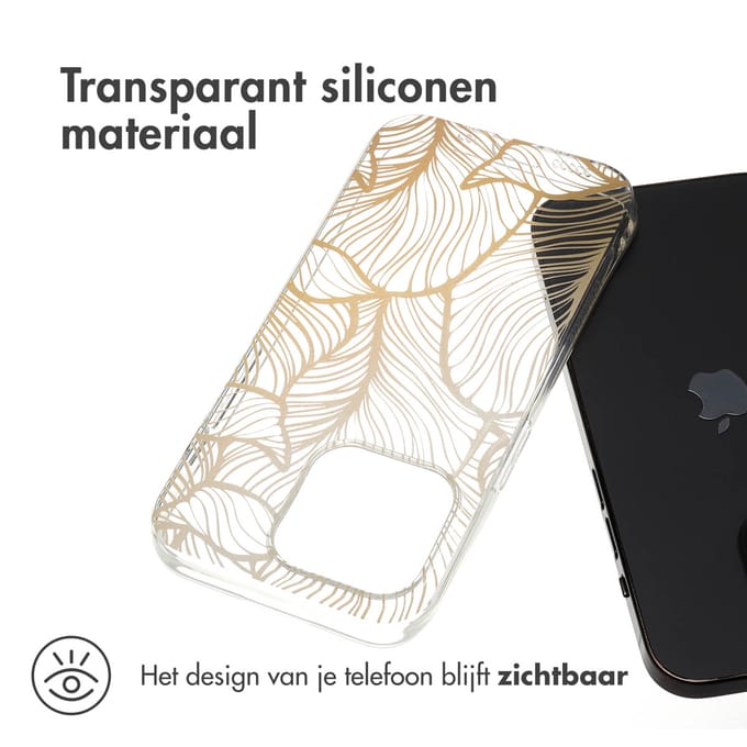 imoshion Design hoesje voor de Apple iPhone 15 Pro - Golden Leaves Transparant