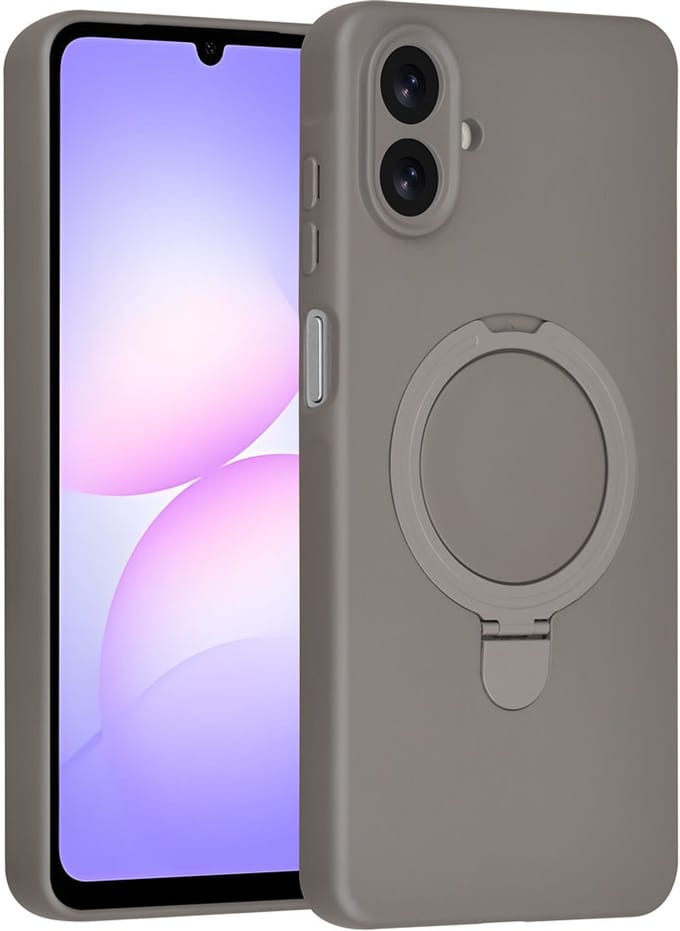 TUNIQ Back cover - Galaxy A07 - Titanium Grey - Met ringstand & hanger