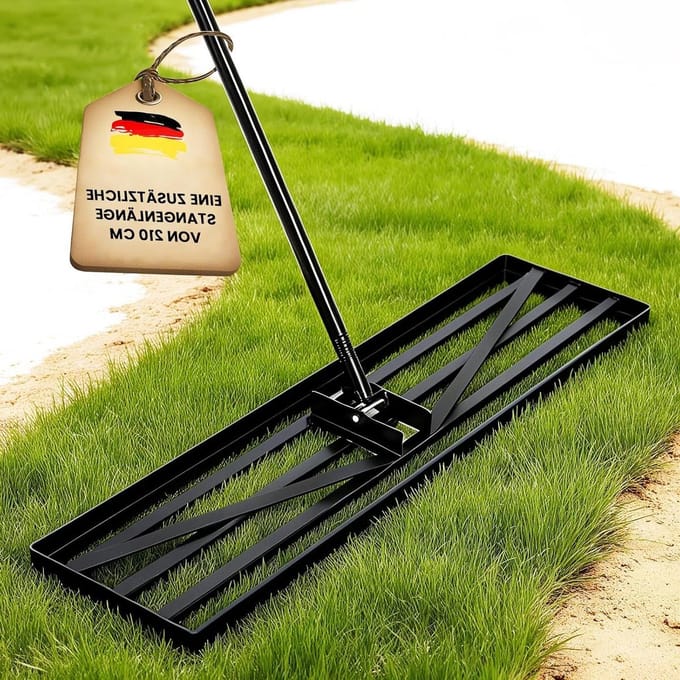 Gazonhark - Nivelleerhark - Gazon Egaliseren - Verstelbare Werkbreedte - 110 x 30 cm - Zwart