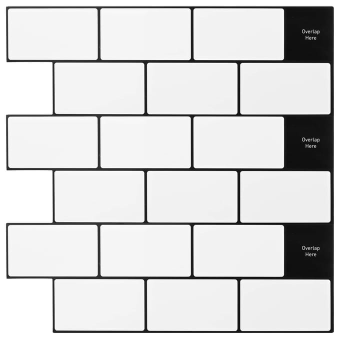 vidaXL - Subway - tegel - 10 - st - Wit - Zwart - 30 - x - 30 - cm - Polyurethaan - en - PET