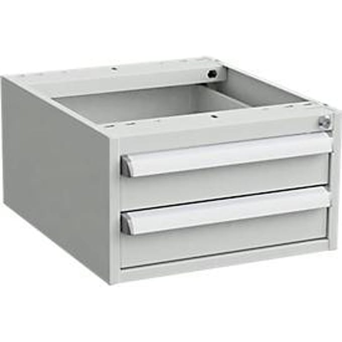 Onderstelcontainer voor werktafels, centrale vergrendeling, met ESD-bescherming, B 450 x D 520 mm, 2 laden