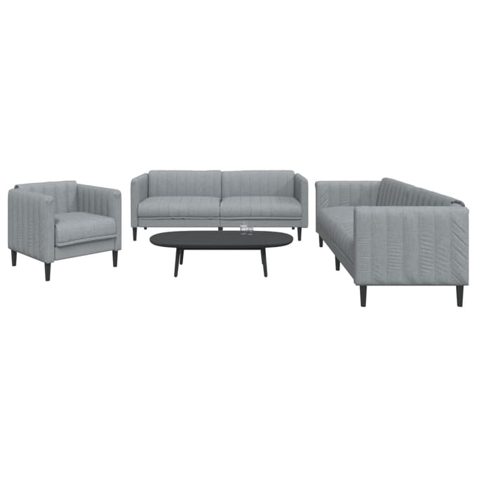 vidaXL - 3-delige - Loungeset - stof - lichtgrijs